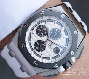 MIDAS White AP Rubber Strap for Audemars Piguet Royal Oak Offshore 44mm