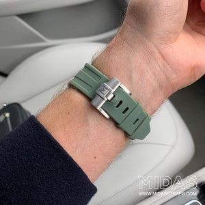 MIDAS AP Khaki Green Rubber Strap for Audemars Piguet Royal Oak Offshore 42mm