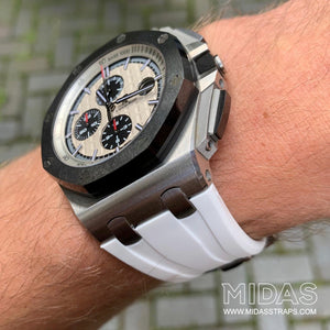 MIDAS White AP Rubber Strap for Audemars Piguet Royal Oak Offshore 44mm