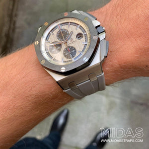 MIDAS Grey AP Rubber Strap for Audemars Piguet Royal Oak Offshore 44mm