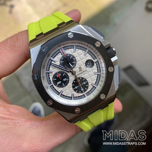 MIDAS Acid Green AP Rubber Strap for Audemars Piguet Royal Oak Offshore 44mm